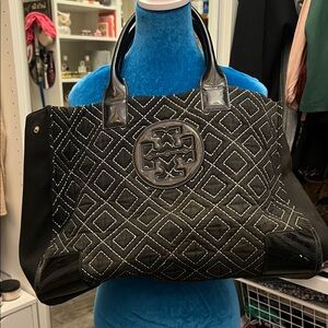 Tory Burch Black Quilted Tote